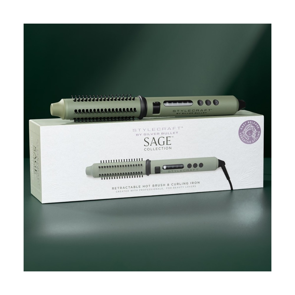 Silver Bullet Sage Retractable Hot Brush & Curling Iron