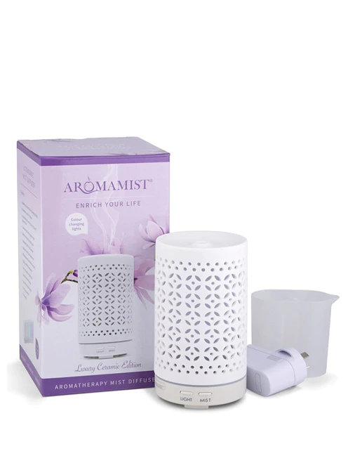 AWO Aromatherapy Ultrasonic Mist Diffuser - White Ceramic