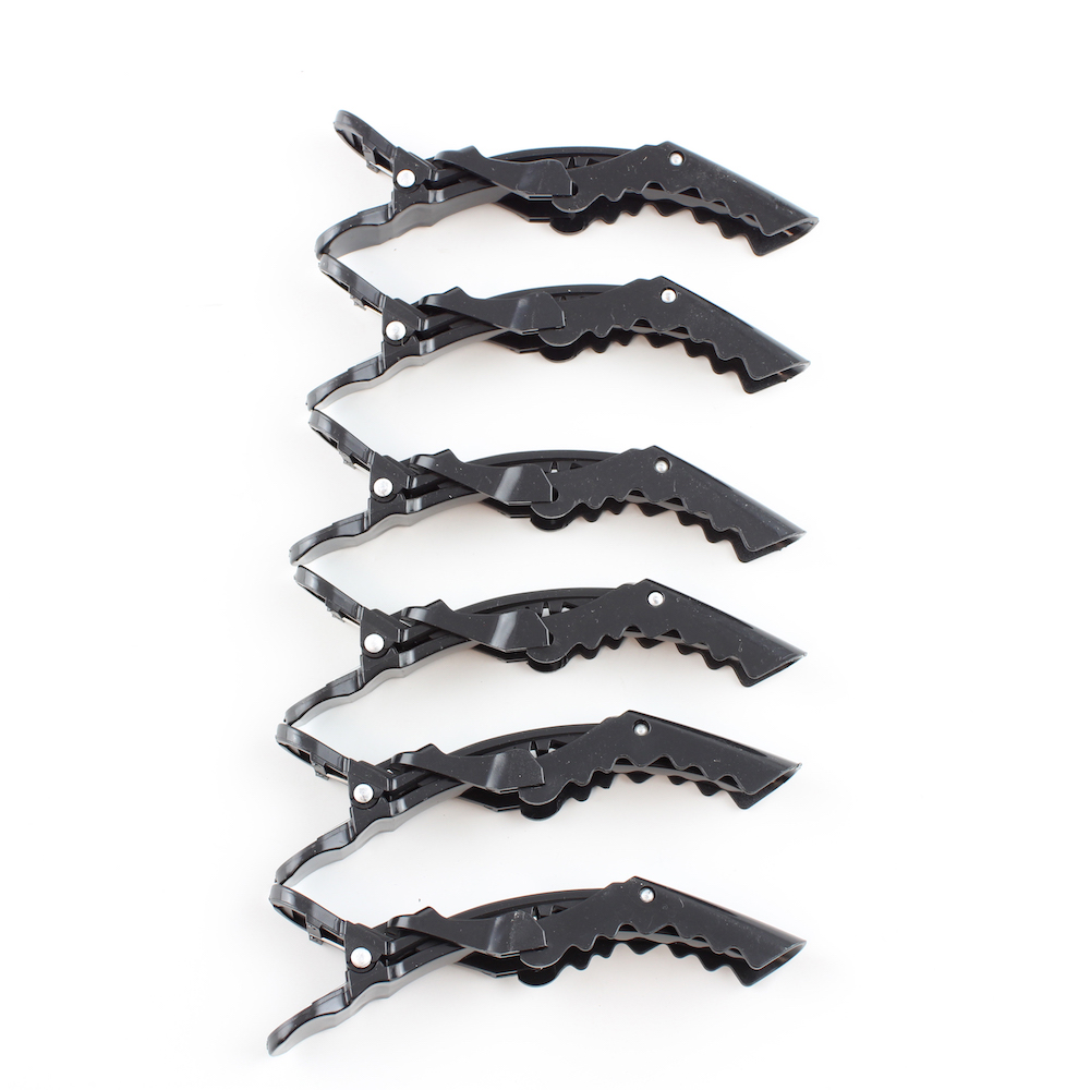 Costaline Black Crocodile Clips Pack of 6 Black - CH36639