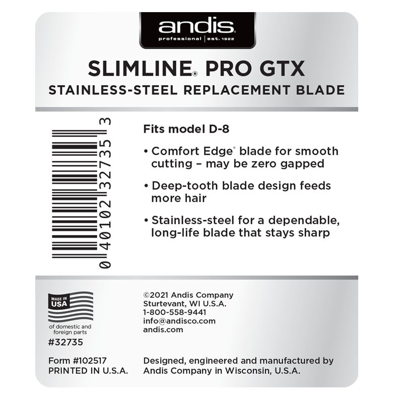 Andis Spare Slimline Pro GTX Deep Tooth Blade #32735