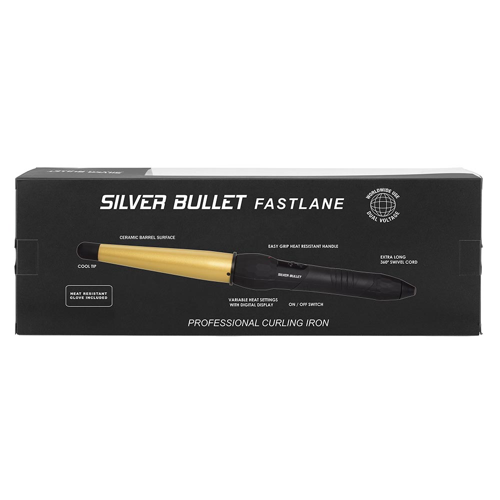 Silver Bullet Fastlane Large Ceramic Conical Curling Iron Gold 19-32mm - 900344