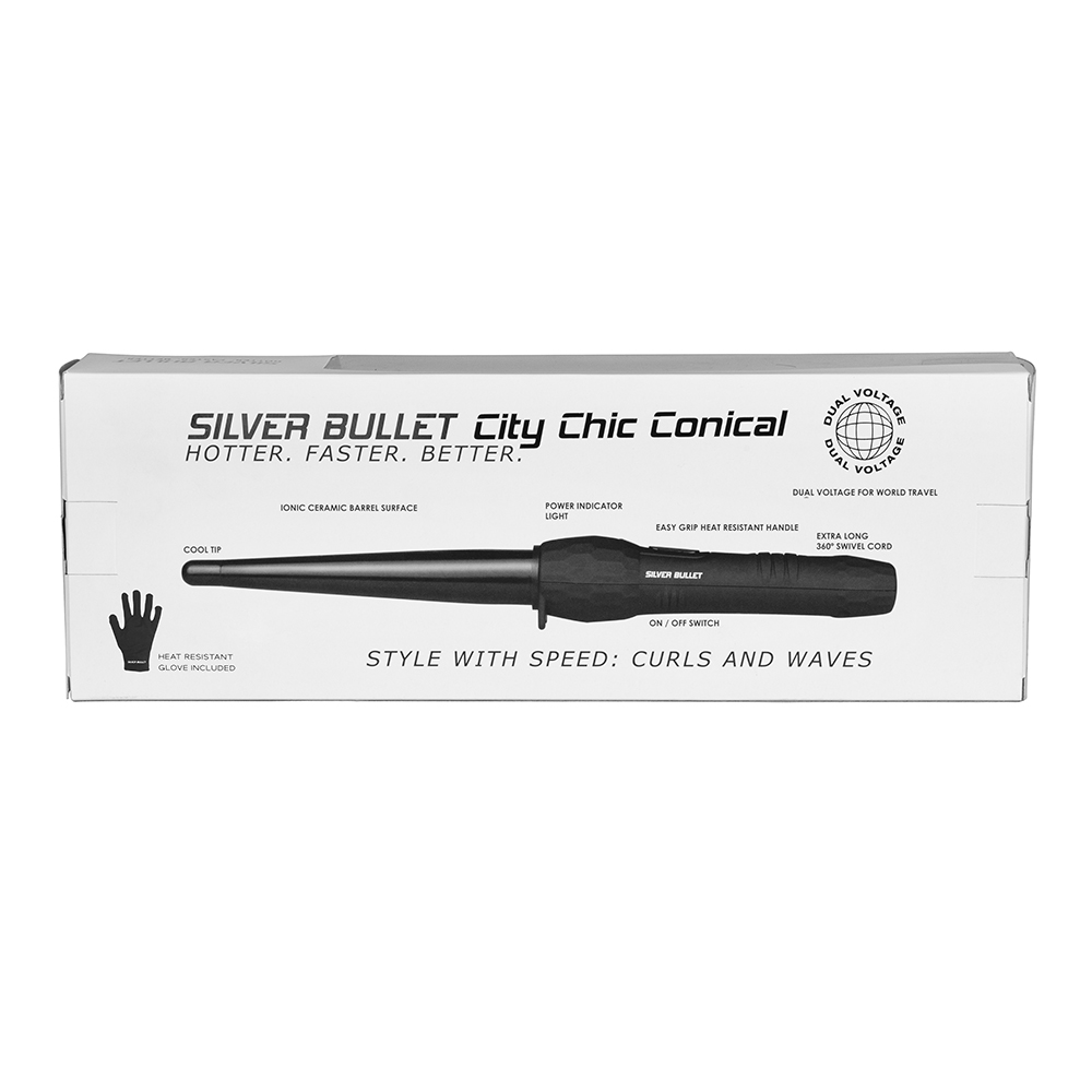 Silver Bullet City Chic Regular Ceramic Conical Curling Iron Black 13-25mm - 900678