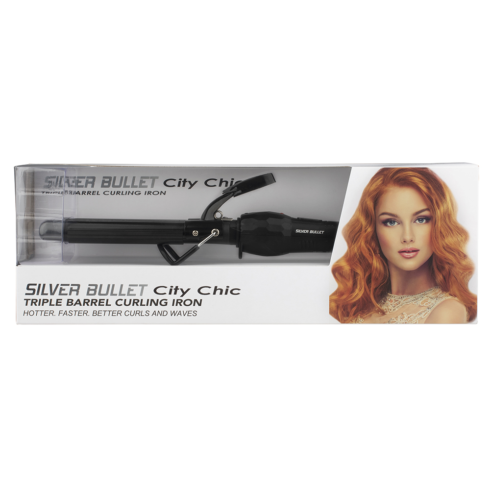 Silver Bullet City Chic Triple Barrel Curling Iron 16-19mm - 900674 