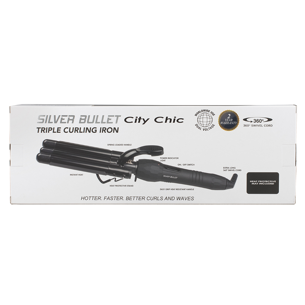 Silver Bullet City Chic Triple Barrel Curling Iron 16-19mm - 900674 