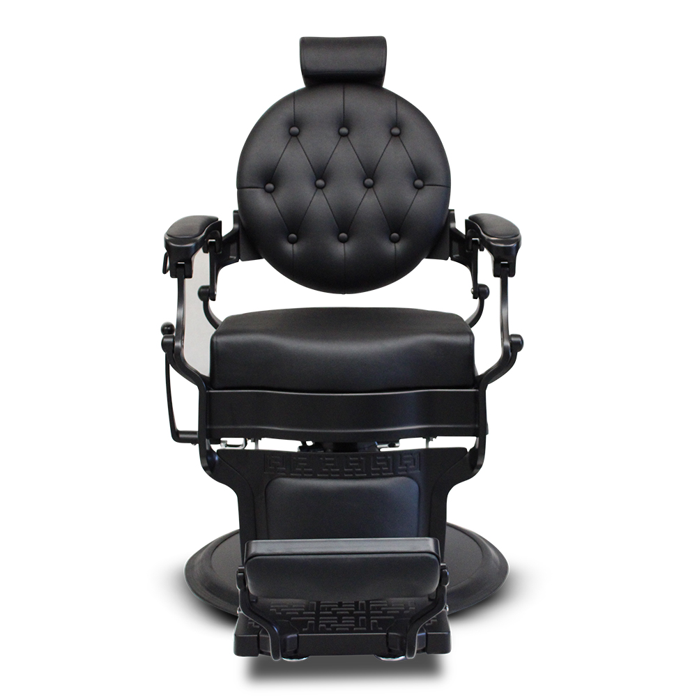 Salon360 New Prince Barber Chair - Black Vinyl, Matte Black Frame