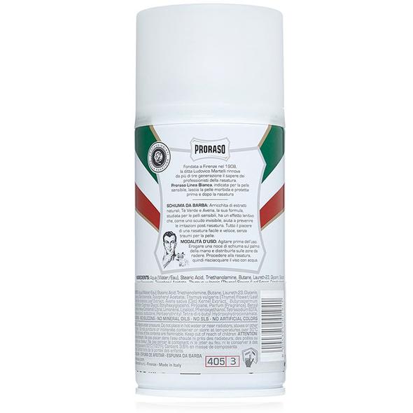 Proraso Green Tea & Oatmeal Shaving Foam 300ml Sensitive - White