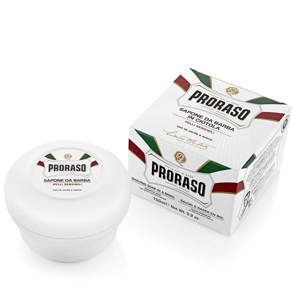 Proraso Green tea & Oatmeal Shaving Soap Bowl 150ml Sensitive- White