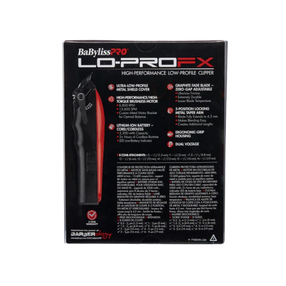 BabylissPro LoPROFX Clipper Limited Red