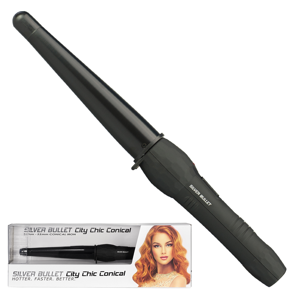 Silver Bullet City Chic Large Ceramic Conical Curling Iron Black 19-32mm - 900679