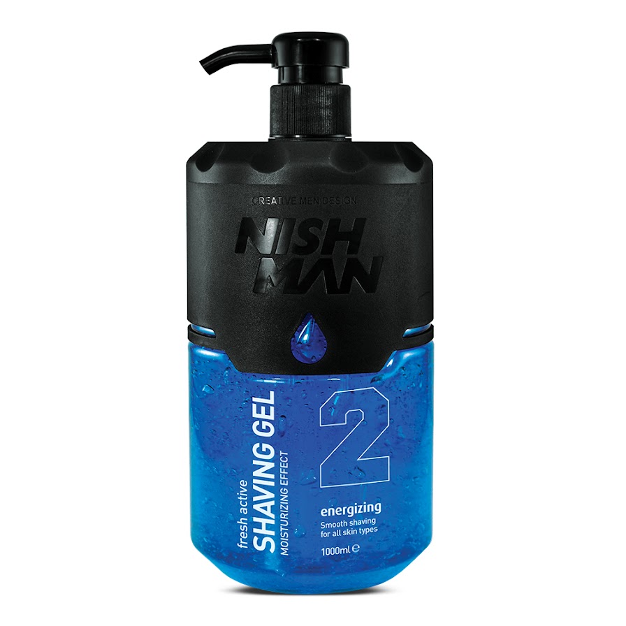 Nish Man Shaving Gel With Pump Blue 1L