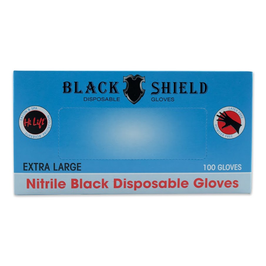 Black Shield Disposable Nitrile Black Gloves 100pcs Extra Large