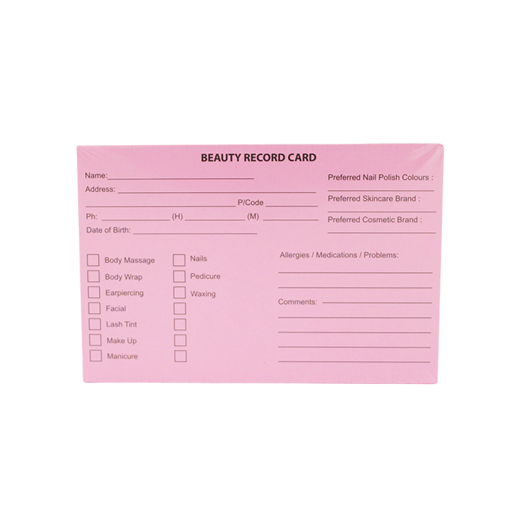 Costaline Beauty Salon Record Card 100pk