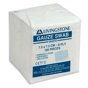 Livingstone Gauze Swabs 7.5cm x 7.5cm 100pcs - GS075P