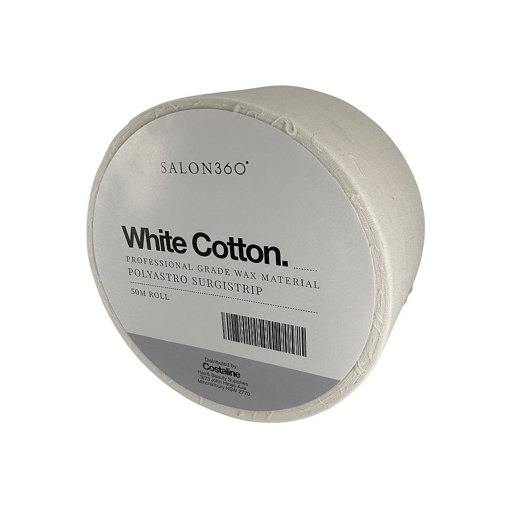 Salon360 White Cotton Bleached Calico Roll 50m x 7.5cm Wide