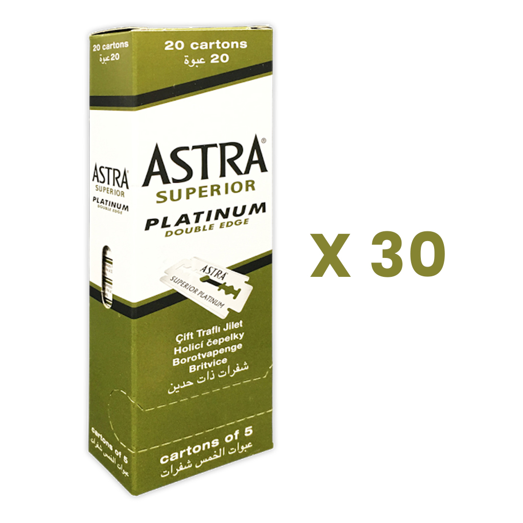 Astra Superior Platinum Double Edge Blades BULK BUY - 30 Packs, 100 blades each pack