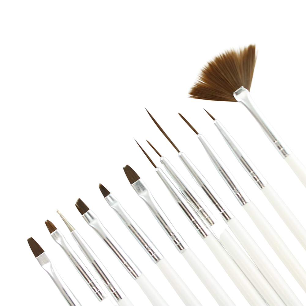 Costaline Nail Art Brush Set - 12pc (White handle)