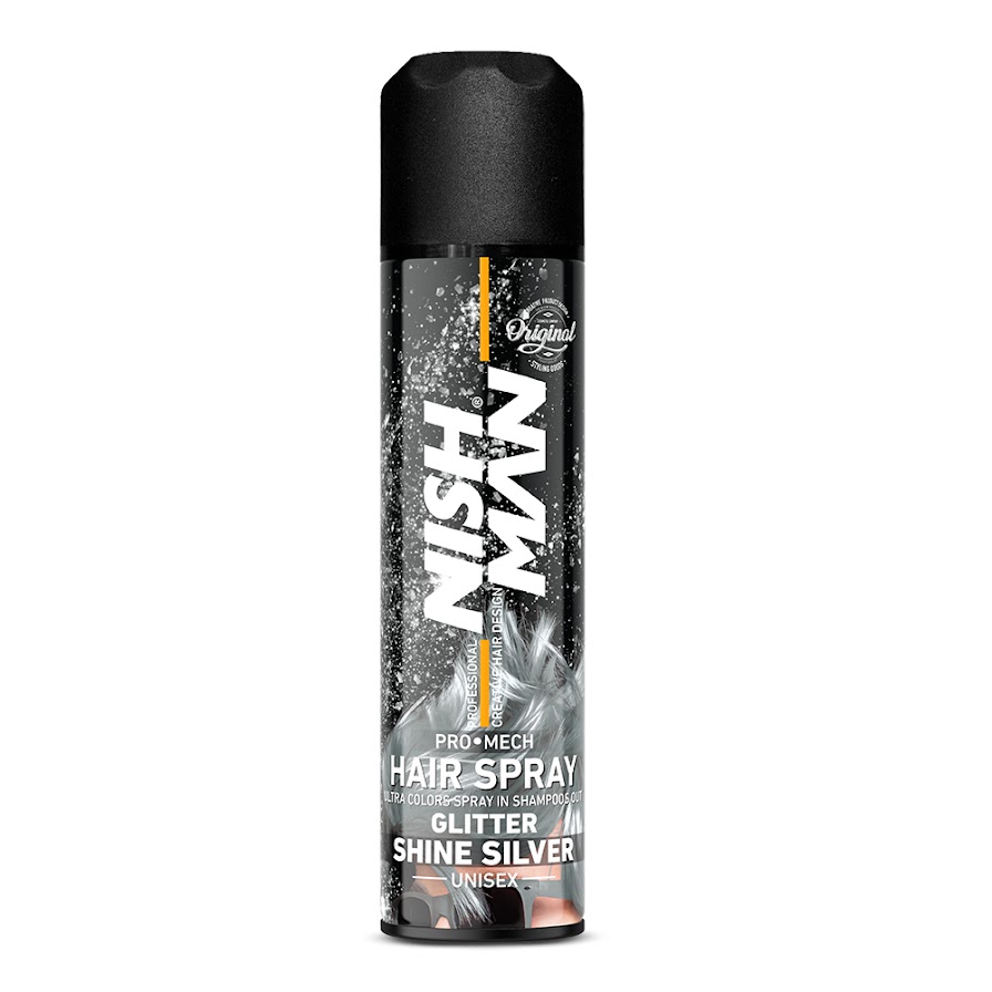 Nish Man Glitter Hair Spray - Shine Silver 150ml