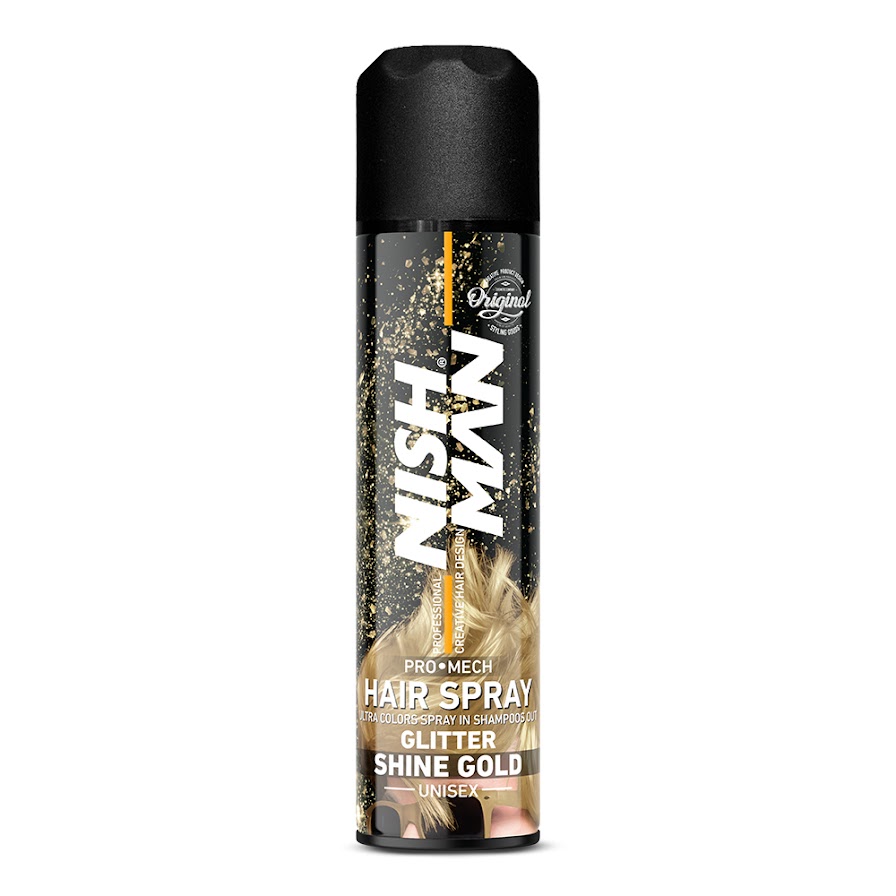 Nish Man Glitter Hair Spray Mech - Shine Gold 150ml