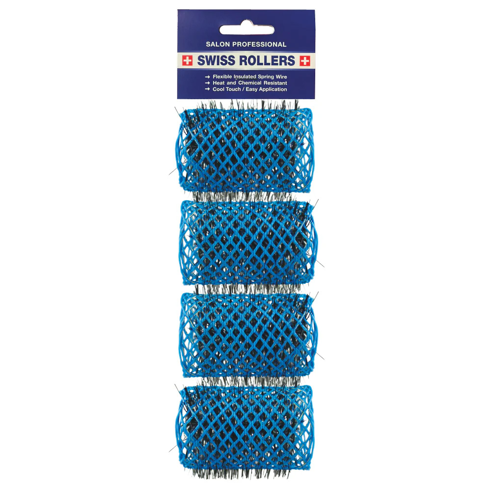 Original Swiss Brush Rollers 42mm Blue 4pk