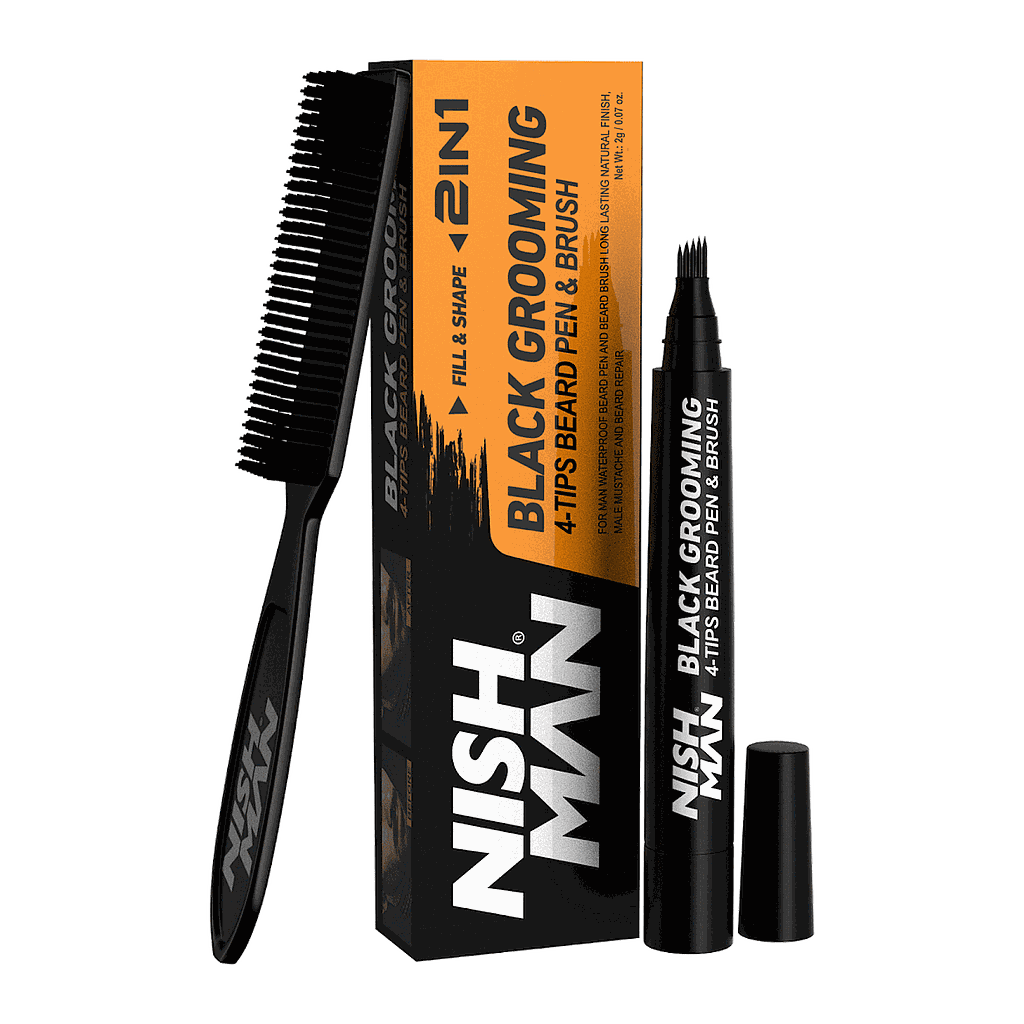 Nish Man Beard Pen & Beard Brush Black 1ml