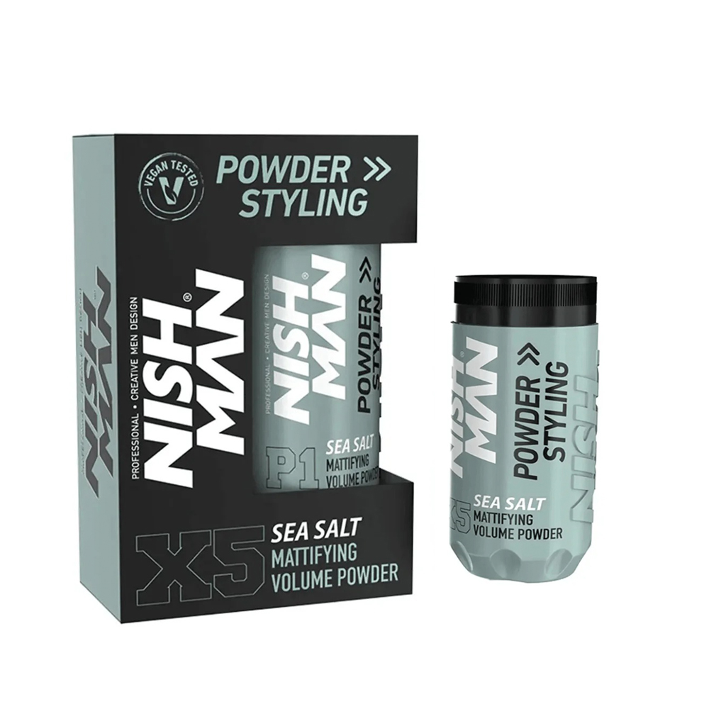 Nish Man Mattifying Hair Volumising Powder X5 Sea Salt 20g