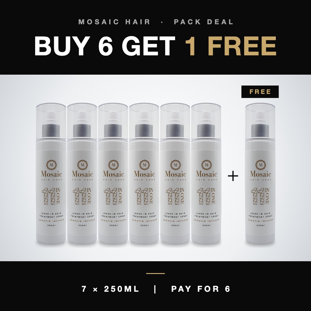 Mosaic Hair 11 In One Leave In Hair Treatment Spray 250ml - Buy 6 Get 1 Free (7 Pack)