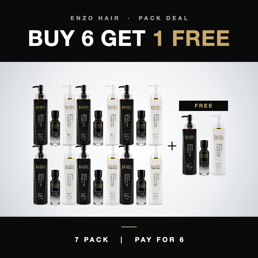 Enzo Hair Moisturising Shampoo & Conditioner Trio Pack - Buy 6 Get 1 Free (7 Pack)