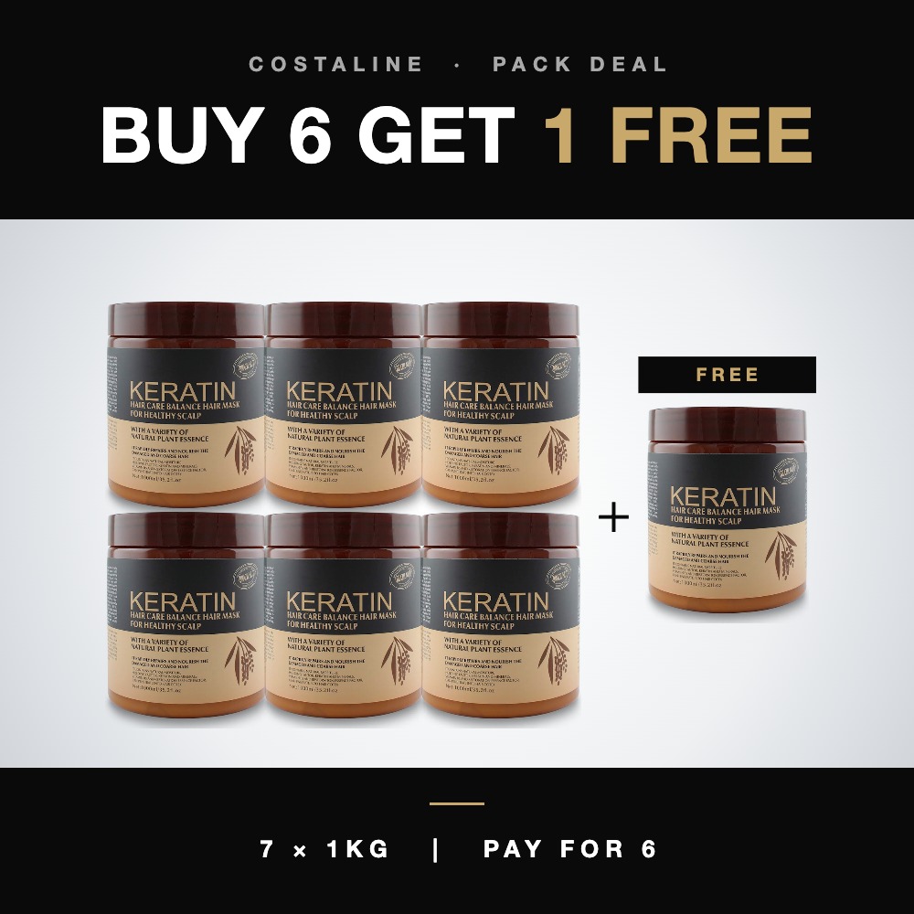 Hair Care Balance Brown Keratin Treatment 1kg - Buy 6 Get 1 Free (7 Pack)