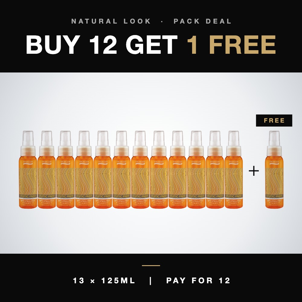 Natural Look Static Free Broadcast Shine Spritz 125ml - Buy 12 Get 1 Free (13 Pack)