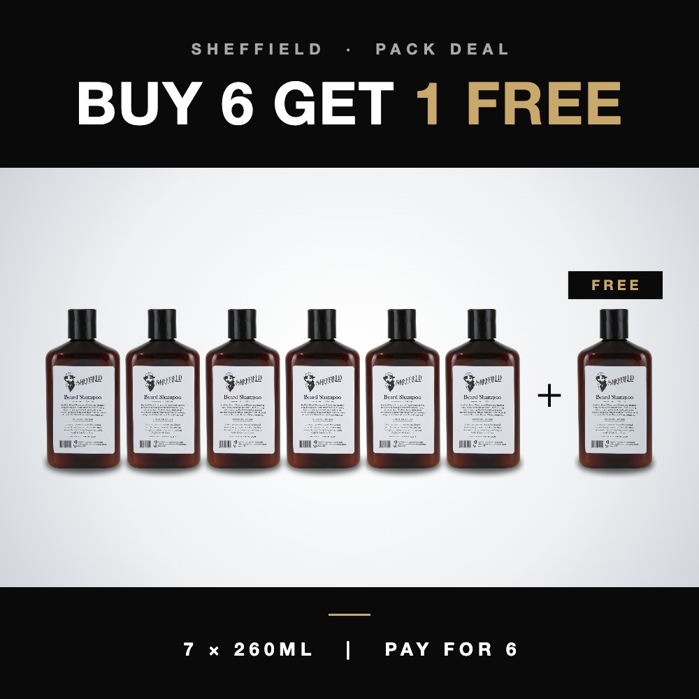 Sheffield Beard Shampoo Premium 260ml - Buy 6 Get 1 Free (7 Pack)