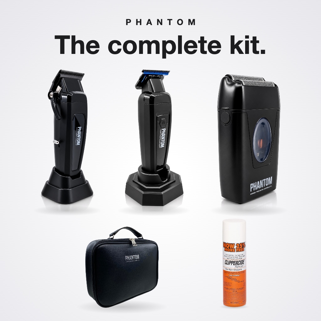 Phantom Barber Kit - Clipper, Trimmer, Shaver, Case & Clippercide