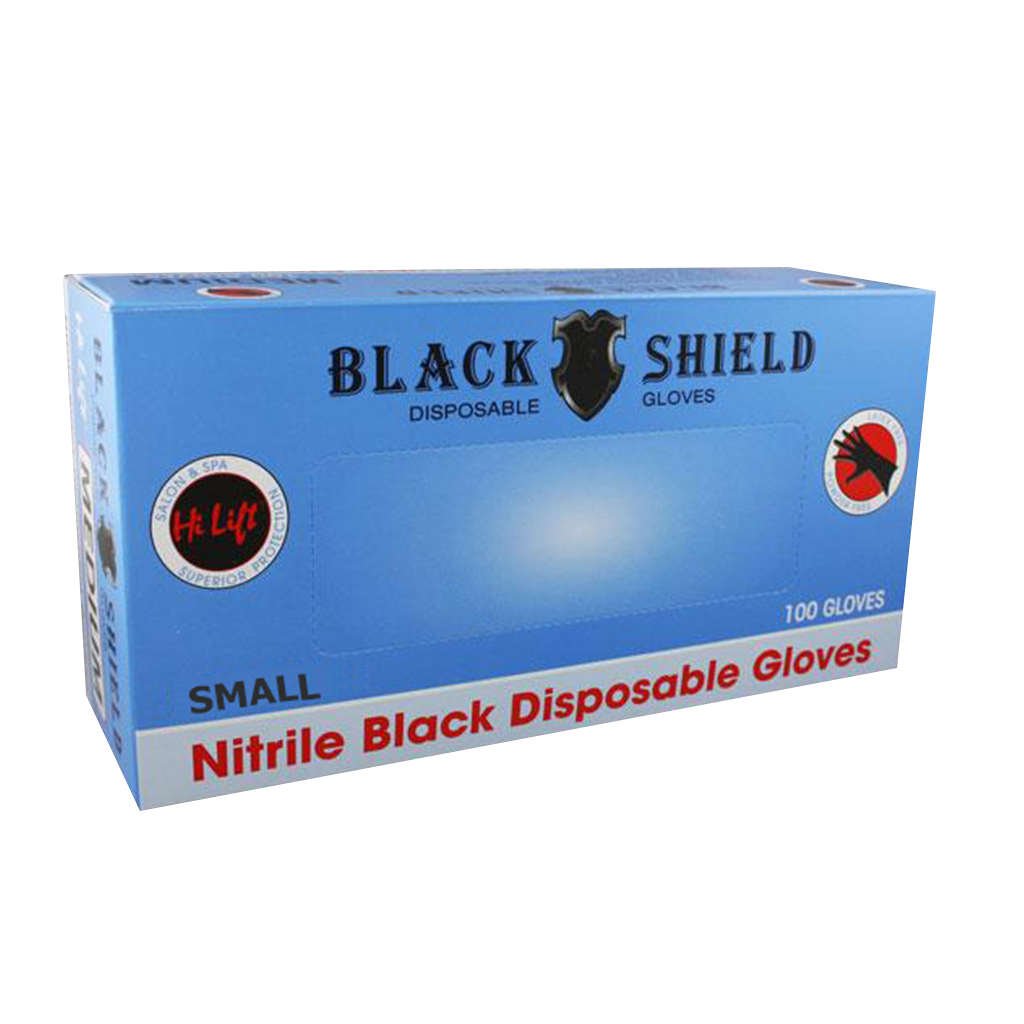 Black Shield Disposable Nitrile Black Gloves 100pcs Small