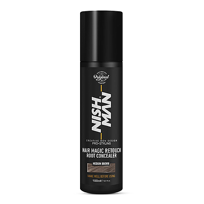 Nish Man Magic Touch Up Root Concealer Medium Brown 100ml