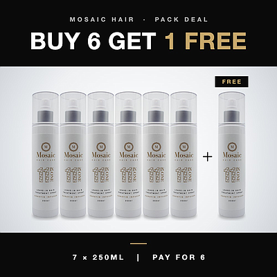 Mosaic Hair 11 In One Leave In Hair Treatment Spray 250ml - Buy 6 Get 1 Free (7 Pack)