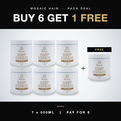 Mosaic Hair Deep Repair Treatment 500ml - Buy 6 Get 1 Free (7 Pack)