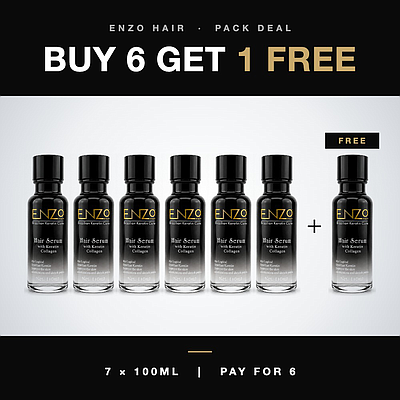 Enzo Hair Serum with Brazilian Keratin & Collagen 100ml - Buy 6 Get 1 Free (7 Pack)