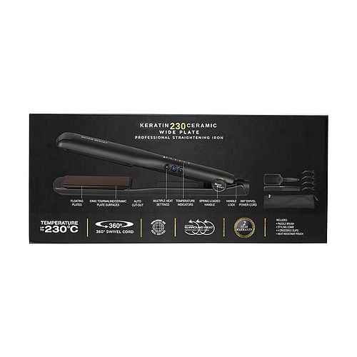 Silver Bullet Keratin 230 Ceramic & Tourmaline Wide Plate 37mm Hair Straightener 900424