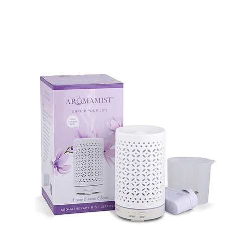 AWO Aromatherapy Ultrasonic Mist Diffuser - White Ceramic