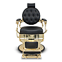 Salon360 New Prince Gold Barber Chair - Black Vinyl, Studded back