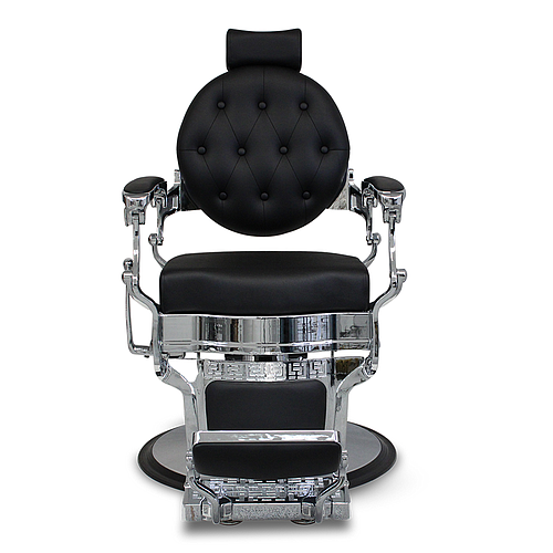 Salon360 New Prince Barber Chair - Black Vinyl, All Chrome frame