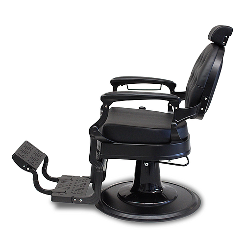 Salon360 New Prince Barber Chair - Black Vinyl, Matte Black Frame