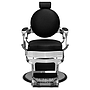 Salon360 New Prince Barber Chair - Black Vinyl, Chrome & White Frame