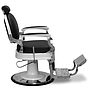 Salon360 New Prince Barber Chair - Black Vinyl, Chrome & White Frame