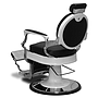 Salon360 New Prince Barber Chair - Black Vinyl, Chrome & White Frame