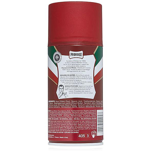 Proraso Sandalwood Oil & Shea Butter Shaving Foam 300ml - Red