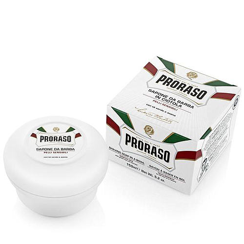 Proraso Green tea & Oatmeal Shaving Soap Bowl 150ml Sensitive- White