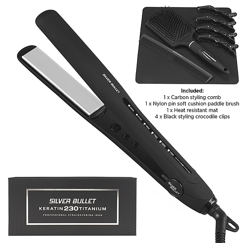 Silver Bullet Keratin 230 Titanium Silver Straightener 25mm- 900438