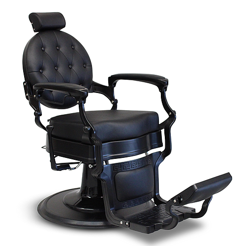 Salon360 New Prince Barber Chair - Black Vinyl, Matte Black Frame