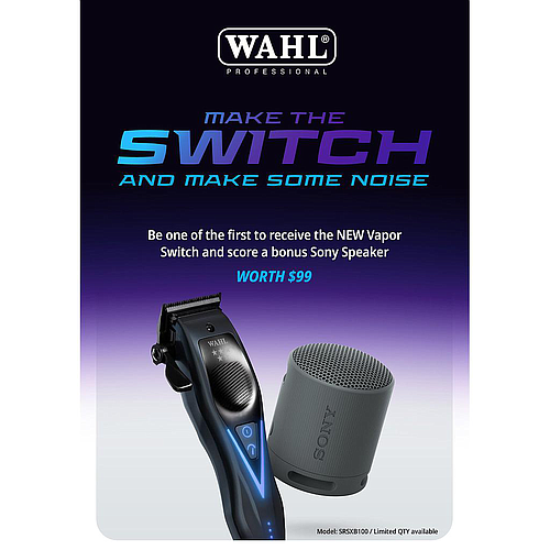 WAHL Vapor Switch Clipper with Cape and Sony Speaker P-PRO-CM106